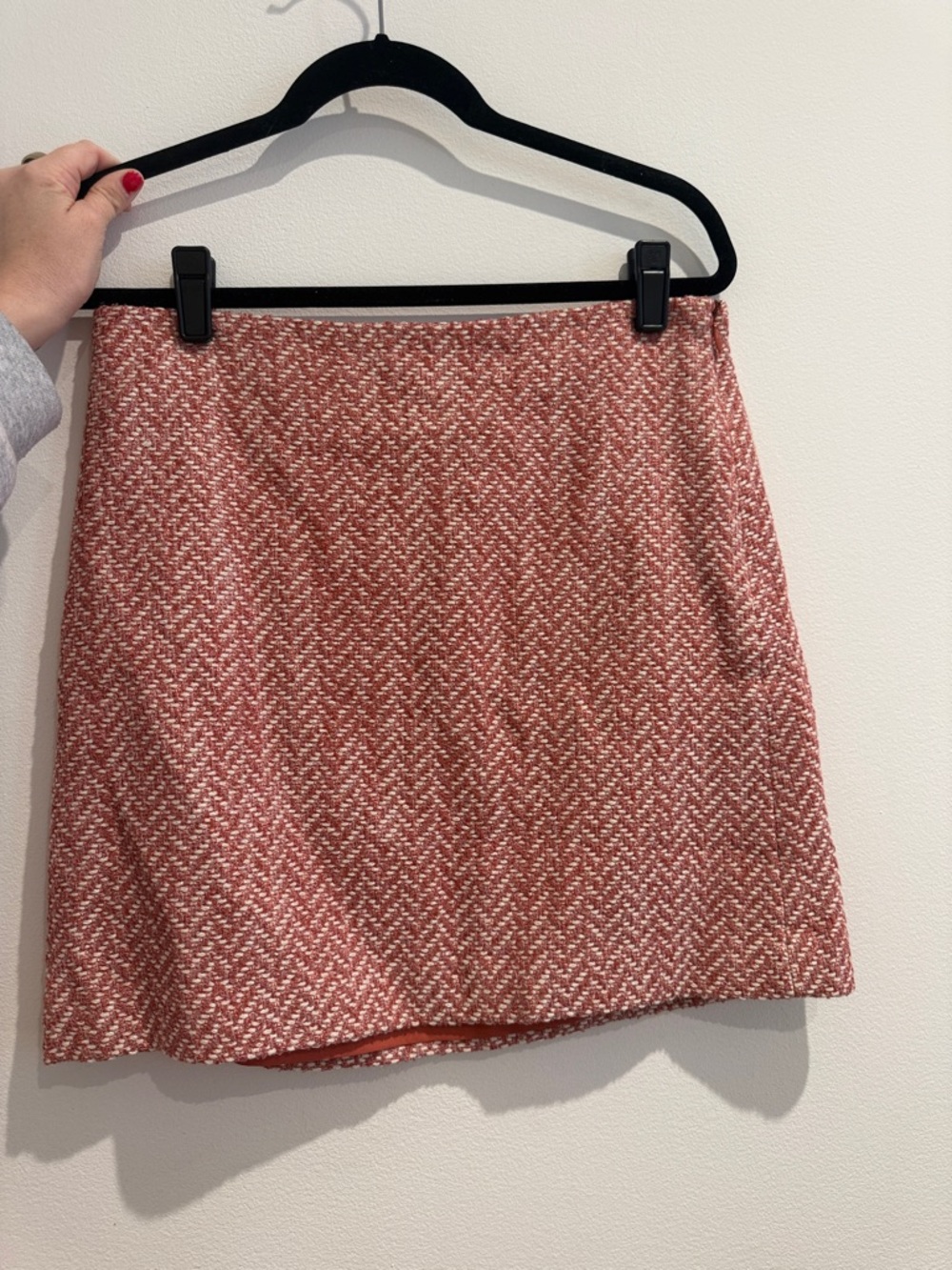 LOFT Coral Pink Tweed Mini Skirt